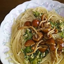 ゴーヤと卵となめこのパスタ